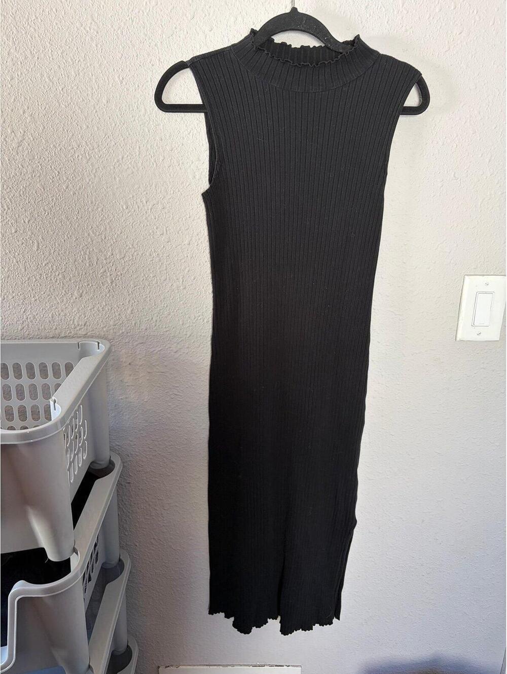 Rails Marjorie black cotton ribbed midi dress size XS. Thicker material